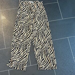 Zebra Print Wide-Leg Pants